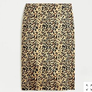 J.Crew No. 2 Pencil Skirt In Leopard Print Bi-Stretch Cotton-Tan/Black/Brown- 8